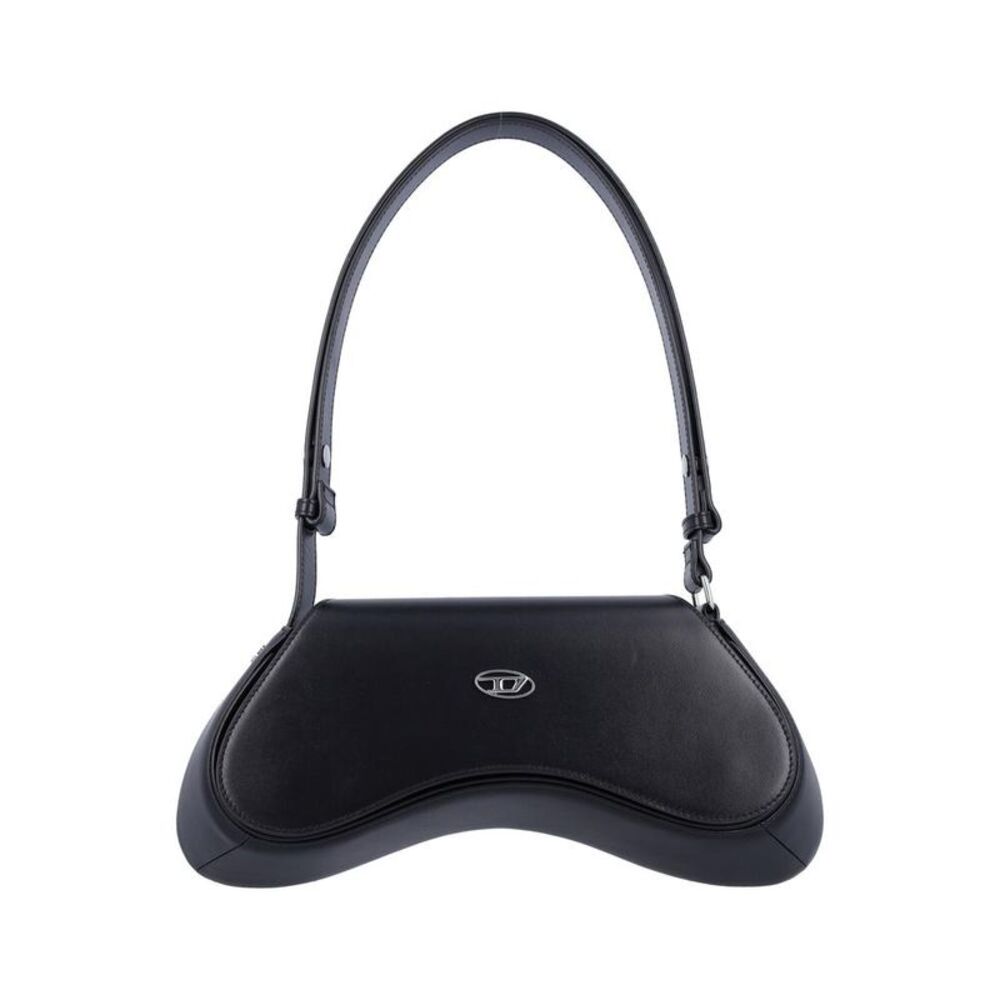DIESEL 1DR Contemporary Crescent Shoulder Bag Women BLACK Handbags